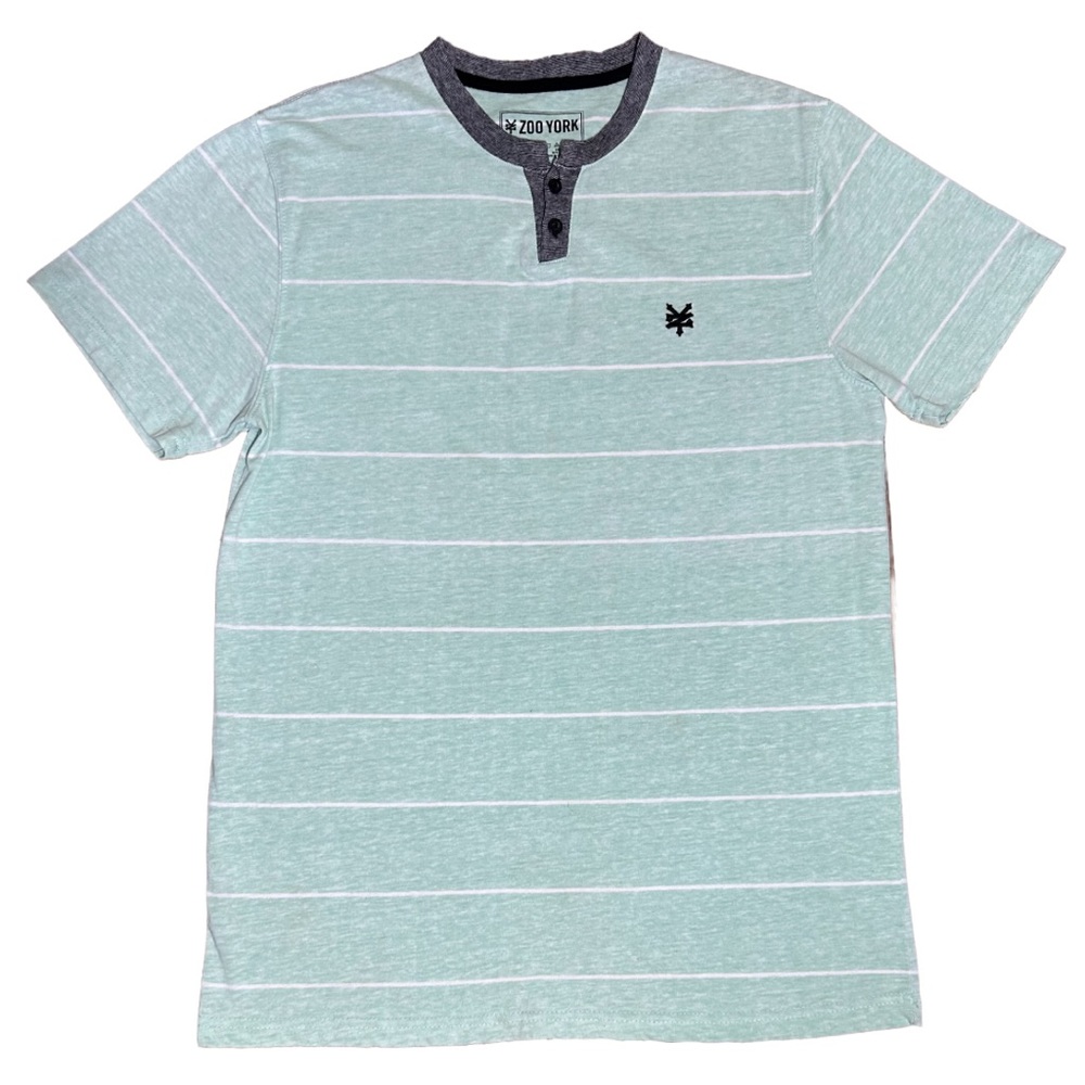 Zoo York Boy’s Casual Green Striped Short Sleeve Summer T-Shirt Sz M